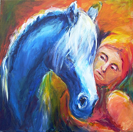 M�dchen mit blauem Pferd022009